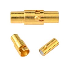 Brass Locking tube clasp 3mm hole 15X4mm Gold color 2 piece clasp
