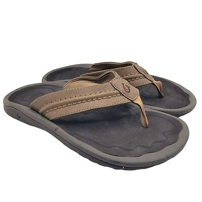 OluKai Hokua Mens 9 Brown Flip Flop Sandals Casual Walking Summer 10161-3434