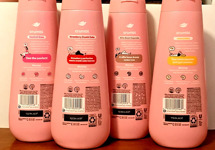 DOVE CRUMBL LEMON STRAWBERRY CRUMB CAKE CONFETTI NILLA BEAN BODY WASH FULL SET 4 - Image 3 of 4