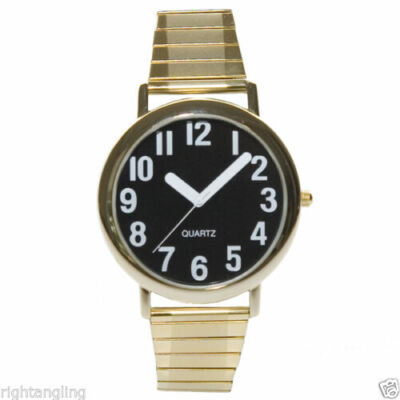 Low Vision Watch - White Numbers, Black Face, White on Black, Large Numbers