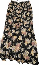 VTG Carole Little Pants Sz 10 Rayon Crepe Floral Boho Wide Tapered Leg Women