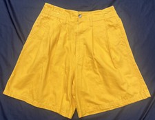 Womens 90s Shorts Vintage Culottes Mom Jeans Basic Essential Bright Yellow Size