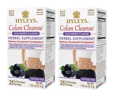 2 packs of Hyleys Colon Cleanse Acai Berry Improve Digestion 25 bag, EXP 05/2026