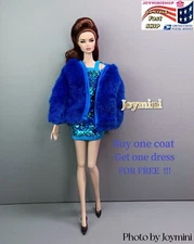 2PCS Fashion Royalty Integrity Poppy Parker NuFace Dolls Clothes Top Coat Dress