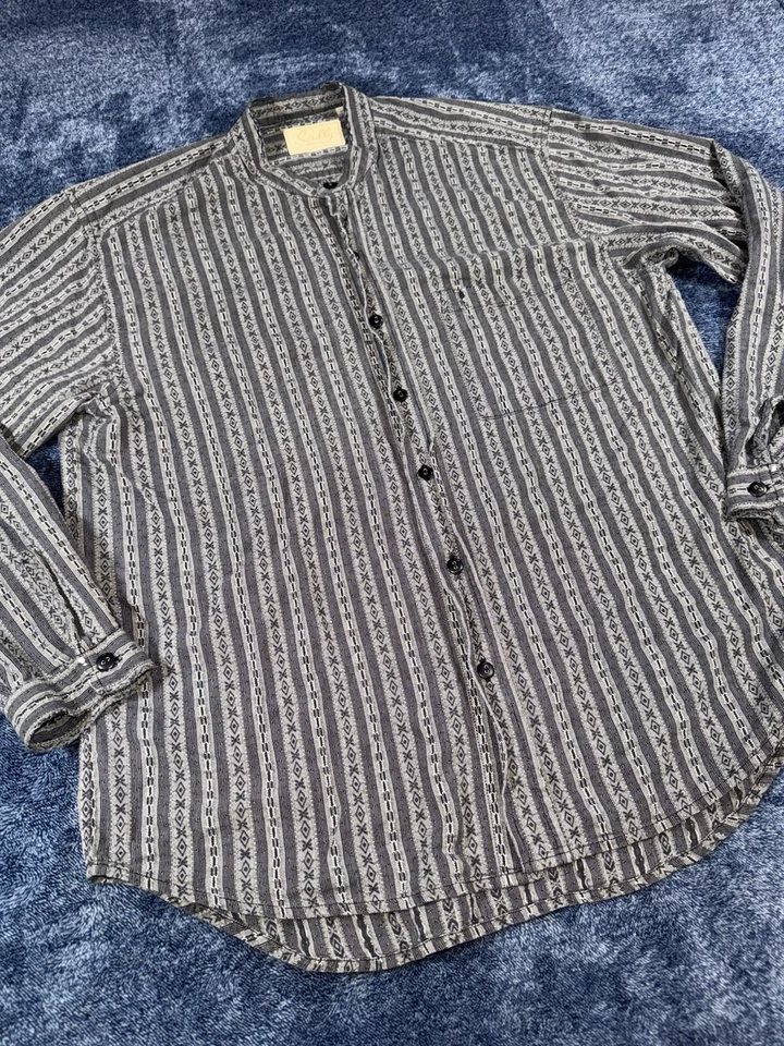 Camisa Scully Para Hombre Western L Negra Azteca Cuello Banda Abuelo Botón Vaquero Foto 3 de 4