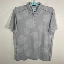 Tommy Bahama Polo Shirt Mens Large Gray Island Zone Golf Stretch Palm Coast