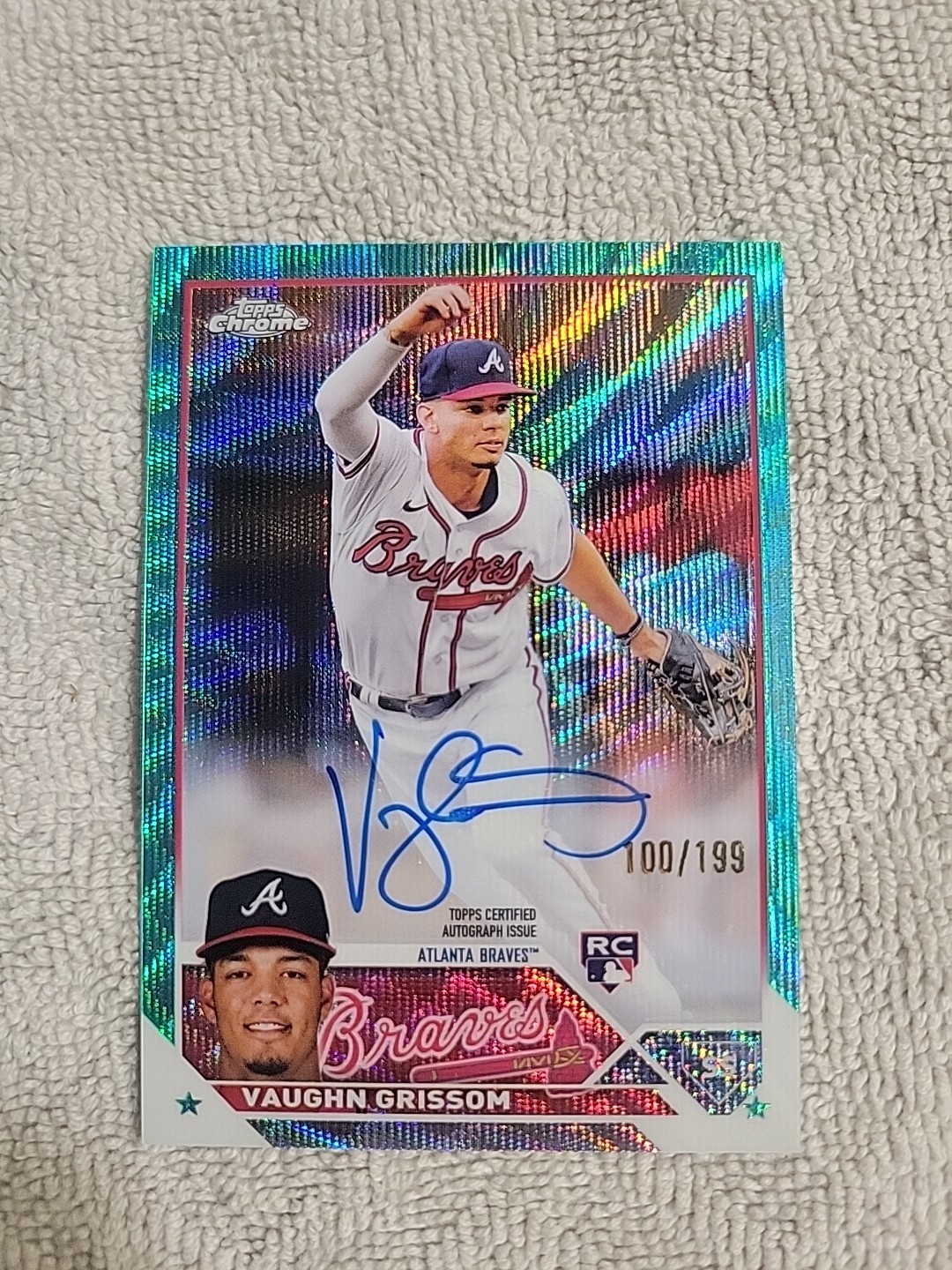 2023 Topps Chrome VAUGHN GRISSOM RA-VG AQUA WAVE AUTOGRAPH RC /199 Braves MLB