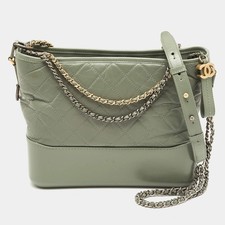 Chanel Gabrielle Medium Green Quilted Aged Leather Hobo