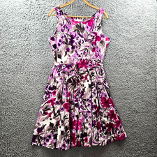Target Womens A-line Dress Size 14 Pink Purple Floral Sleeveless Knee Length