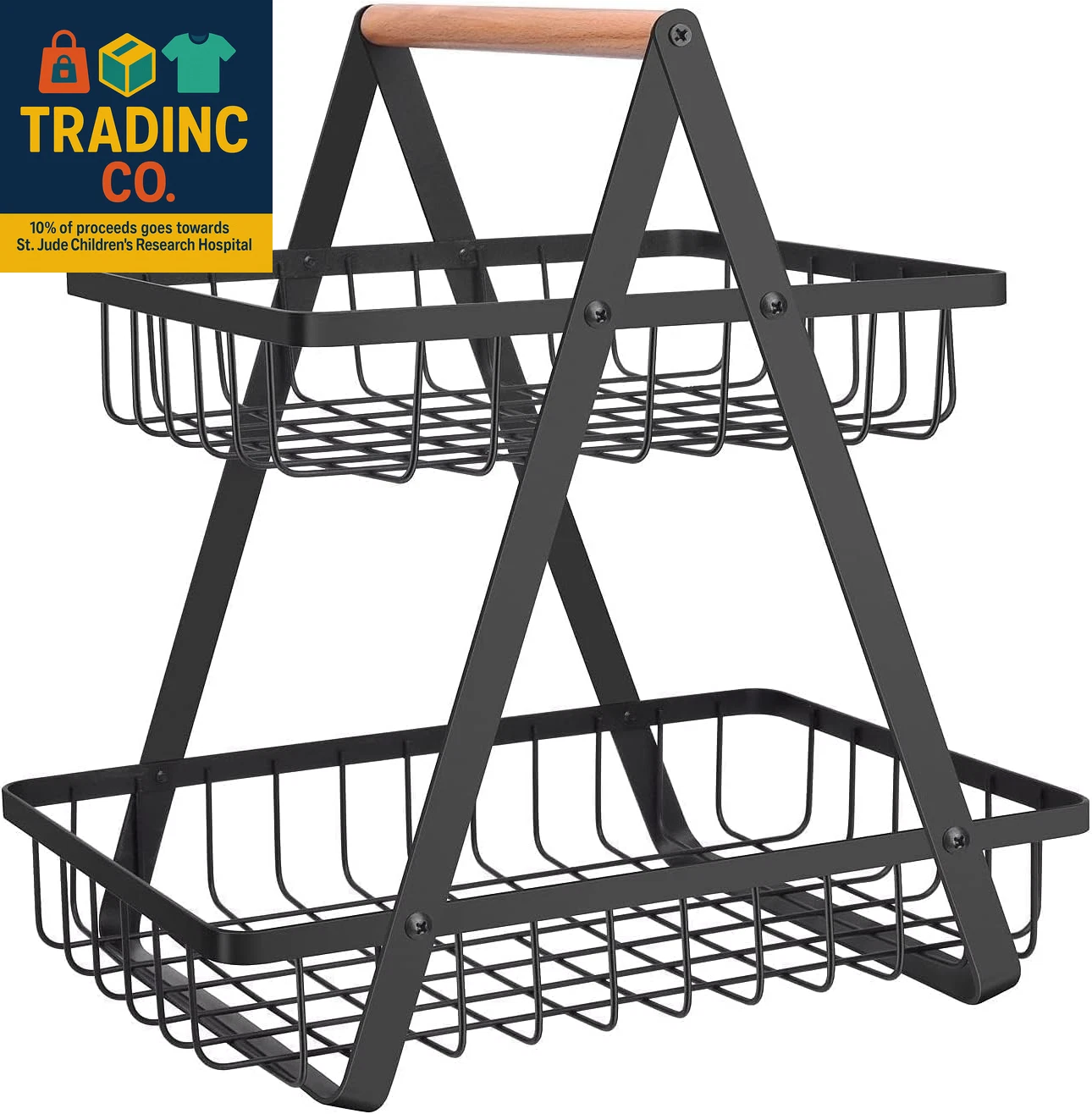 2 Tier Countertop Fruit Basket,Portable Fruit Bowle for Kitchen Organizer Storag
