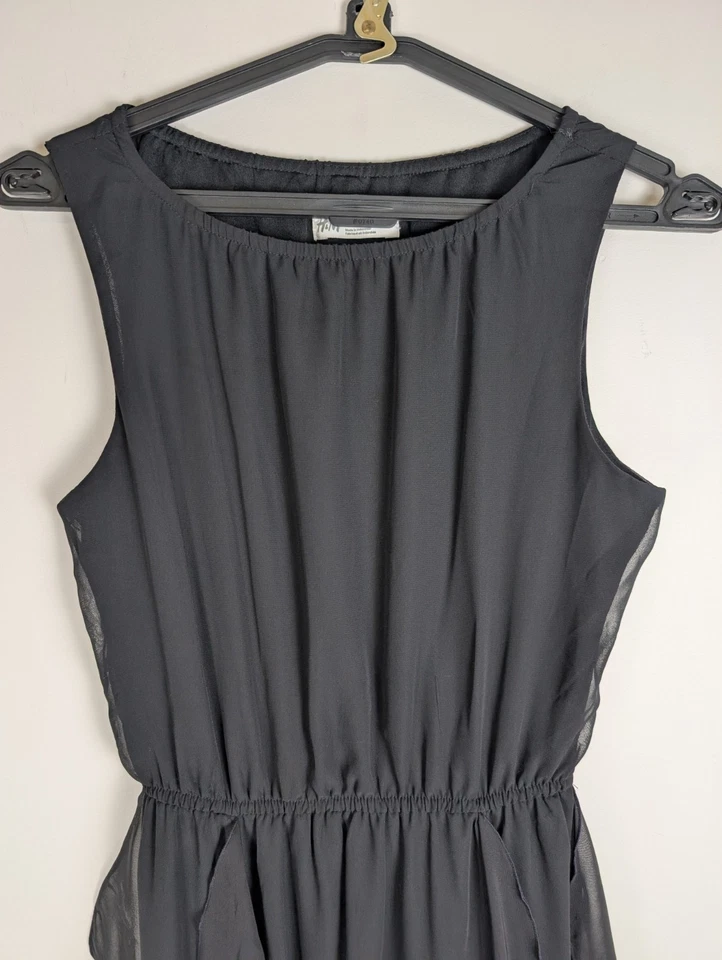 Vestido midi H&M negro fluido caprichoso festival de hadas música juvenil talla 13-14 años Foto 2 de 4