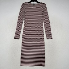 Forever 21 Dress Girls Medium Red Striped Bodycon Stretch Long Sleeve Midi Party