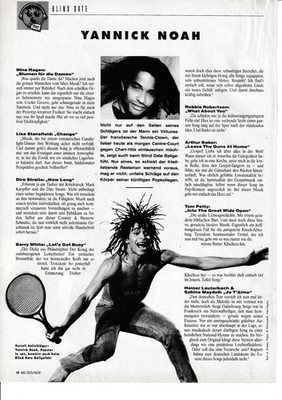 YANNICK NOAH -  Clipping/Bericht von 1992- Musikzeitschrift