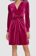 Vince Camuto Womens Purple Velvet Twist-Front Dress Size 2