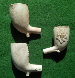3 TRADE PIPE SECTIONS ANTIQUE PIPES CLAY PIPES CHESAPEAKE BAY MARYLAND ARROWHEAD