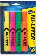 HI-LITER(R) Desk Style Fluorescent Highlighters Assorted Chisel Tip 4/PK Carded