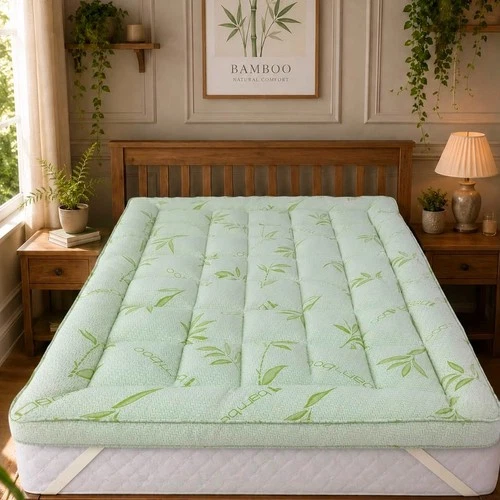 Bamboo Mattress Topper 10cm Thick 1000GSM Cooling Hypoallergenic Soft Quilted