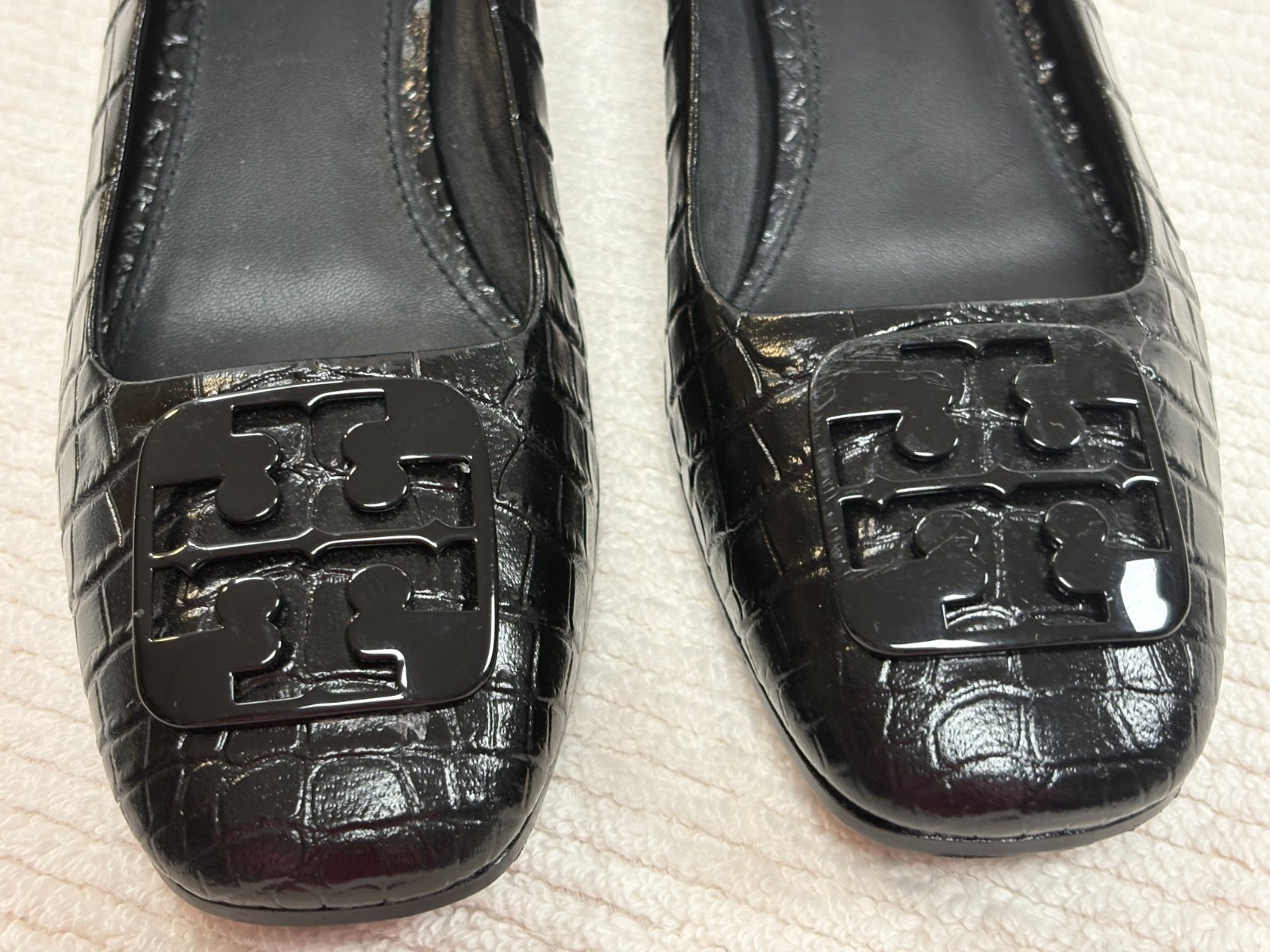 NEW-Tory Burch-Women Black crocodile leather heel shoes.139657-Sz-5.5M.Vietnam thumbnail 6
