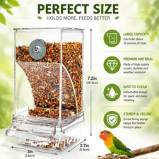 No Mess Automatic Bird Feeder Transparent Food Container Cage Acrylic Parrot ...