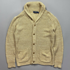 Polo Ralph Lauren M's M Shawl Collar Cardigan Sweater Cotton Linen Knit Marled