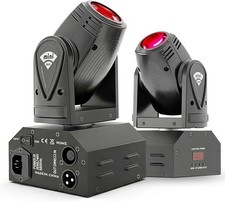 10W Moving Head Lights, RGBW 4in1, Beam/Strobe Mini Stage Lights 2 Pack