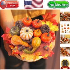 Autumn Charm: 8 Assorted Mini Pumpkins  30 Leaves for Festive Centerpieces