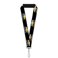 Buckle Down Lanyard - 1.0" - Chevrolet Bowtie Logo Black/silver/gold/whi Accesso