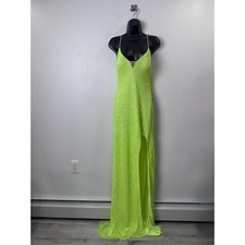 NWT Jovani Women Lime Green Sequin Open Back Formal Gown JVN23284A Size 4