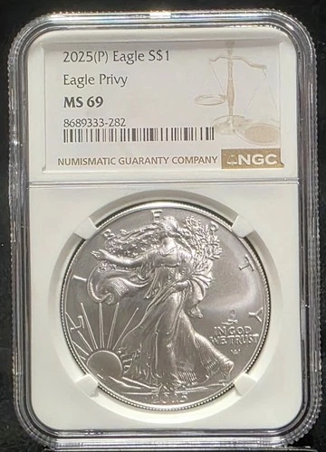 2025 P American Silver Eagle NGC MS69 ASE Eagle Privy US Graded Coin Slab (282)