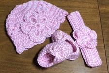Handmade Crochet Baby Hat Booties Headband