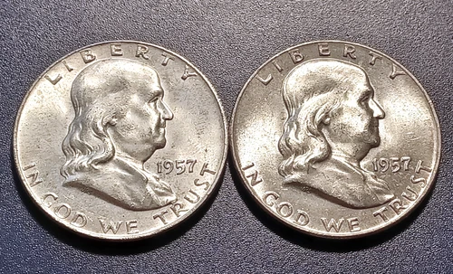Pair of Choice/Gem BU 1957-D Franklin Half Dollars
