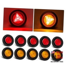 10Pcs 2 Inch Round Led Marker Lights, 4 LED Trailer Side Clearance Marker