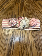 Euc Mustard Pie floral Headband pink White Stripes Euc Size M