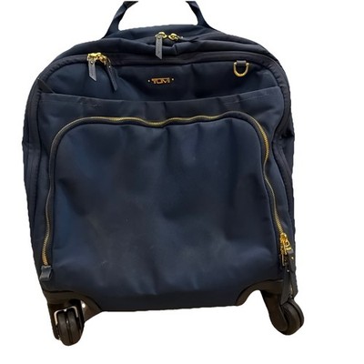 Tumi Oslo Voyageur Compact Carry On Spinner Suitcase Luggage Navy Blue Nylon 16''