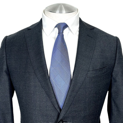 Z Zegna Recent Gray Glen Plaid With Blue Overcheck POW 100% Wool Sport Coat 44 R