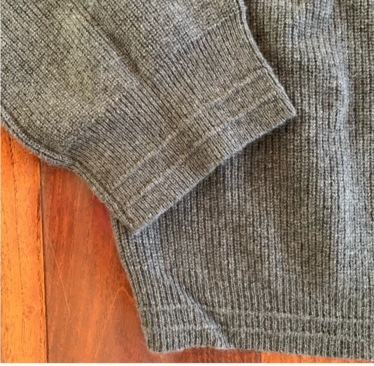 HAB 100% кашемир коренастый ребристый ворота свитер мужской XL серый пуловер - Изображение 2 из 4