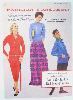 Coats & Clark s Knit and Crochet Patterns 1960s Fashion Forecast Leaflet W-660