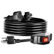  - 12 FT Extension Cord with Switch, 14/3 AWG Gauge 1875W/15A Grounded Outlets 