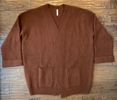 NAP Loungewear XXL Wool Yak Brown Cardigan Open Front Knit Oversized
