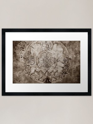 OM AH HUM (Sepia) Gerahmter Kunstdruck Gerahmtes Wandbild Poster Leinwanddruck Bild