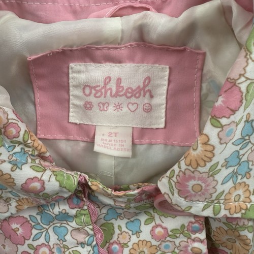Vintage Oshkosh Little Girls Size 2T Floral Jacket Lined/Rain Jacket Pre-owned - Picture 3 of 9