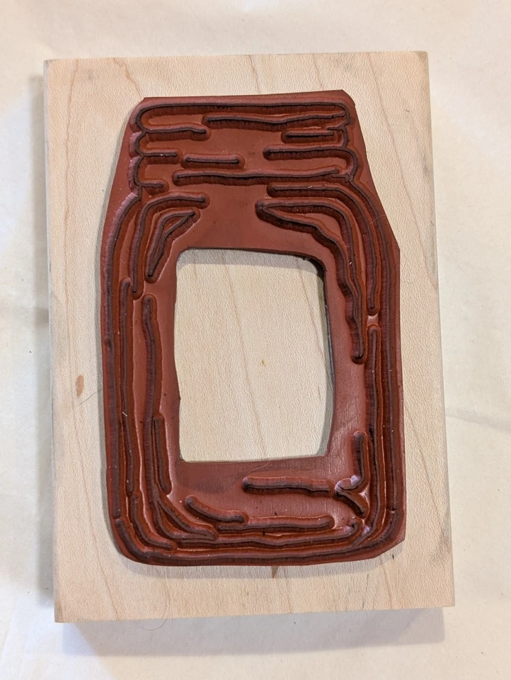 Sello de goma montado en madera JUDITH S-12 - Tarro de albañil - Jarra de vidrio centro recortado EXCELENTE Foto 2 de 4