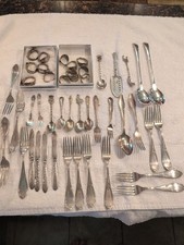 Mixed Lot Silverplate Flatware Forks, Spoons, Knives, Souvenir, Rings Etc