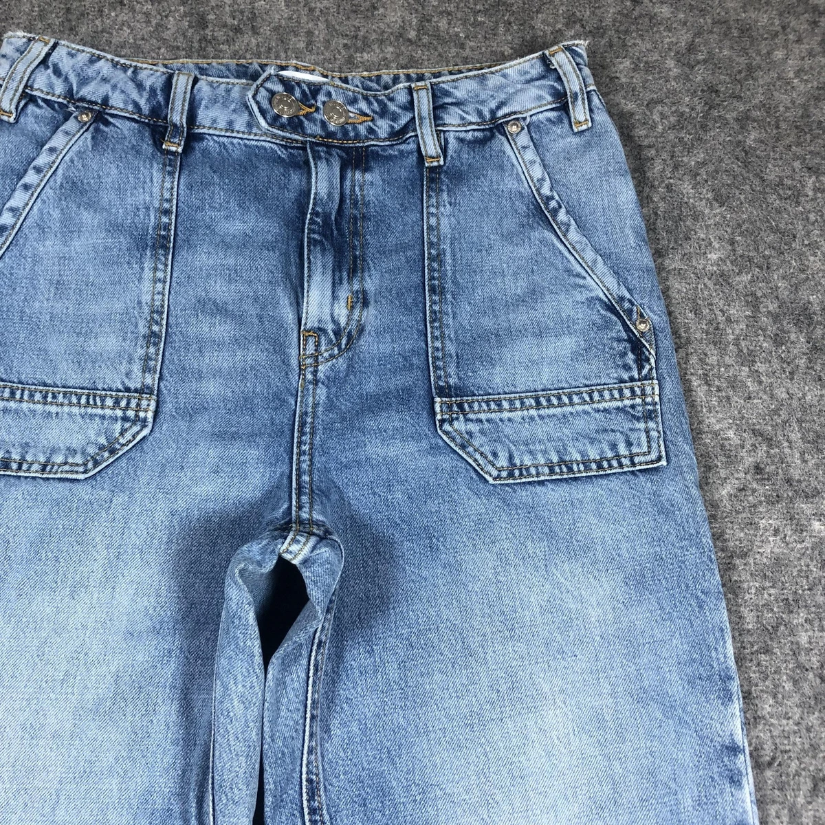Pantalones de mezclilla rectos recortados Forever 21 premium para mujer 28 lavado claro tiro alto