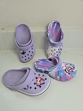CROCS Classic Clog Lavender And Tie Dye 2 Pairs little Girls Unisex Shoes Sz 8