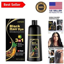 Mild Herbal 3 in 1 Black Hair Dye Shampoo for Gray Coverage - Easy  Quick Use