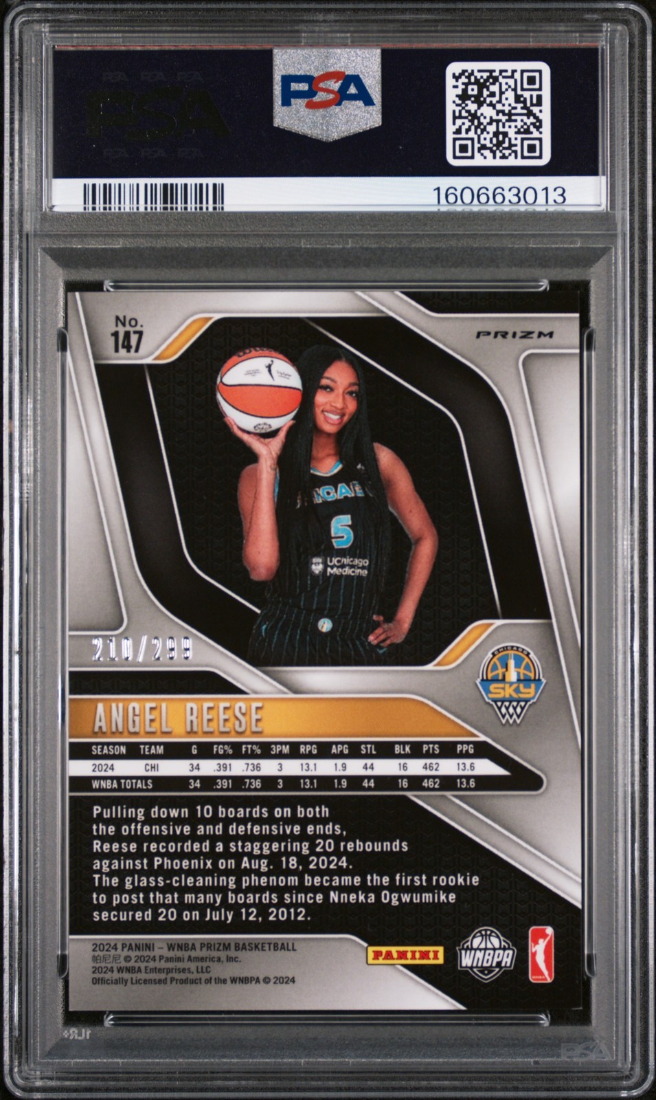 2024 PANINI PRIZM WNBA RED PULSAR #147 ANGEL REESE ROOKIE RC 210/299 PSA 9 view 2