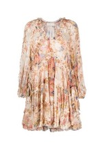 RARE Zimmermann 0 Dress August Billow Frill Floral-print Mini Dress