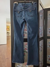 Vtg Hudson Jeans 32x33 Blue Signature 10" Bootcut Dark Wash Mid Rise Flap Pkt 