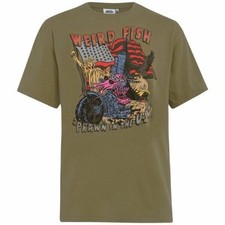 Weird Fish Mens 2XL Green Crew Neck Short Sleeve Prawn In The USA Tee Shirt NWT